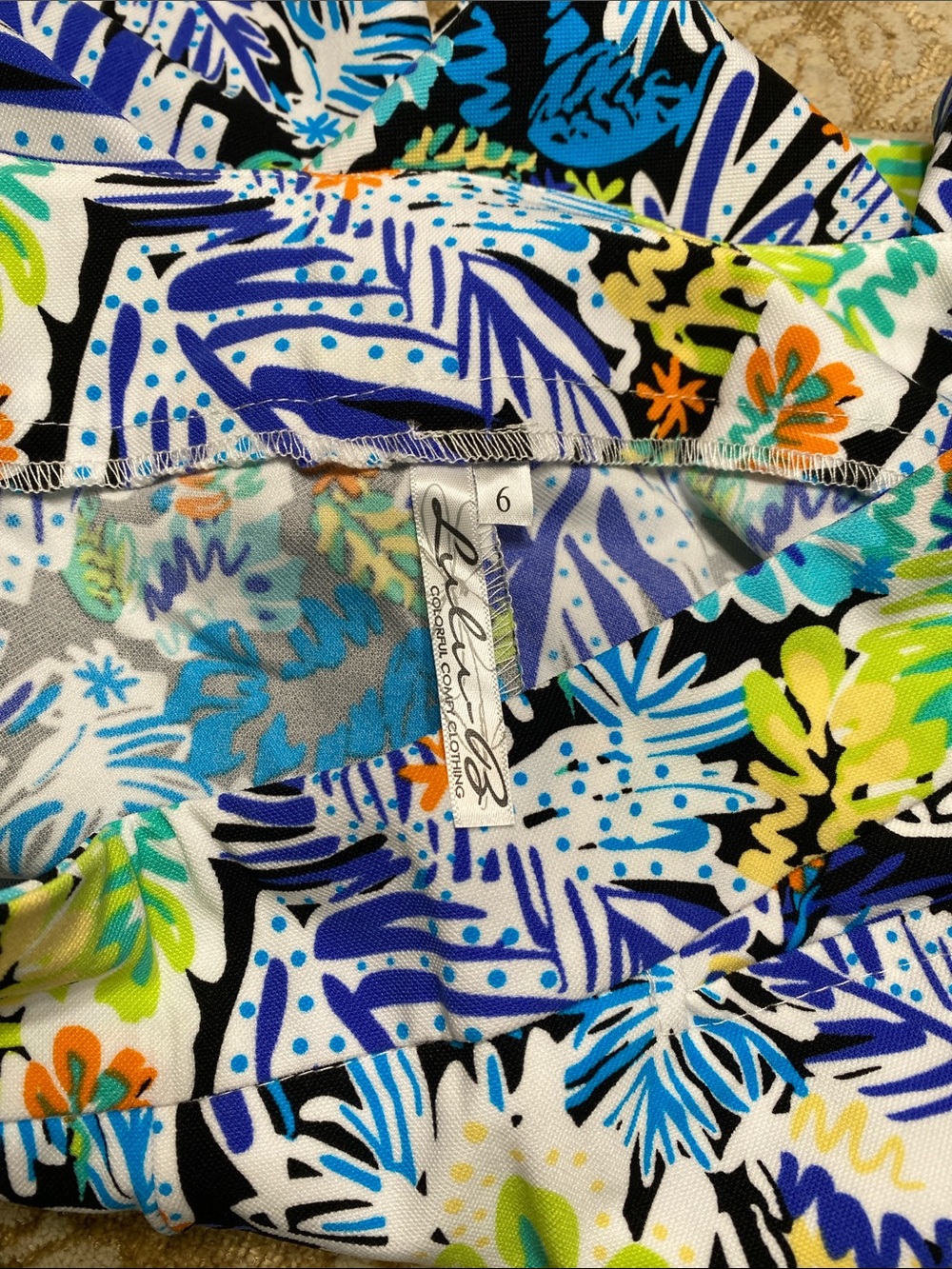 Lulu B stretch shorts tropical jungle leaf print pockets sports athletic beach - Picture 7 of 10